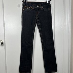 True Religion Billy Jeans Womens 25 Blue Dark Wash Straight 28x30 Low Rise